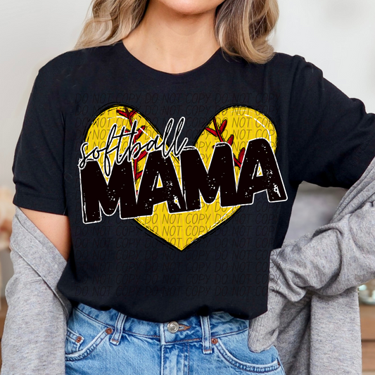 Softball Mama Heart DTF Transfer