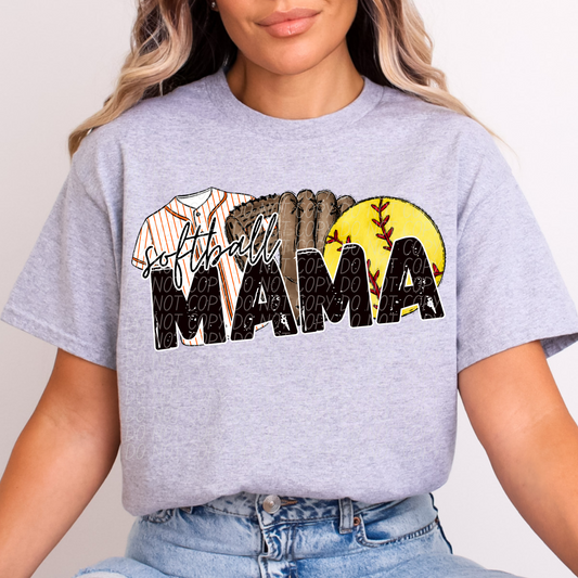 Softball Mama Orange DTF Transfer