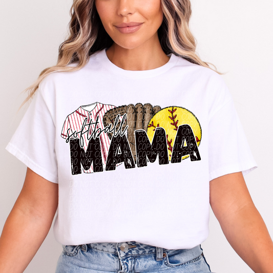 Softball Mama Red DTF Transfer