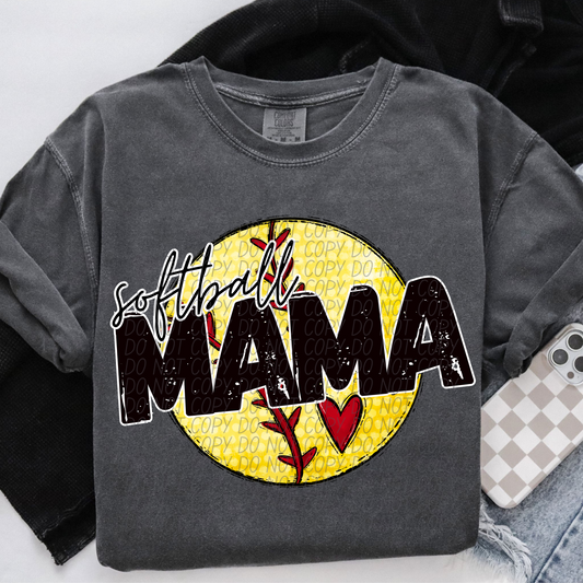Softball Mama With Heart DTF Transfer
