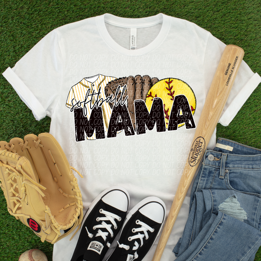 Softball Mama Yellow DTF Transfer