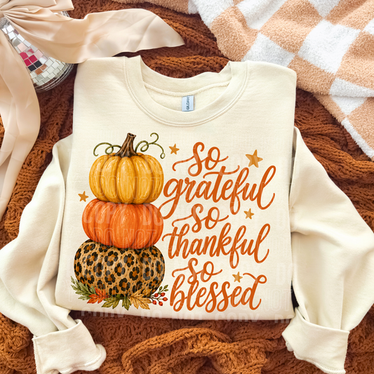 So Grateful So Thankful So Blessed DTF Transfer