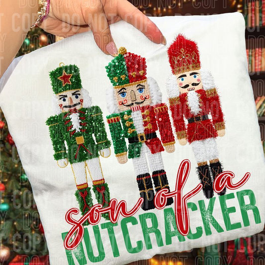 Son Of A Nutcracker Sequined Faux DTF Transfer