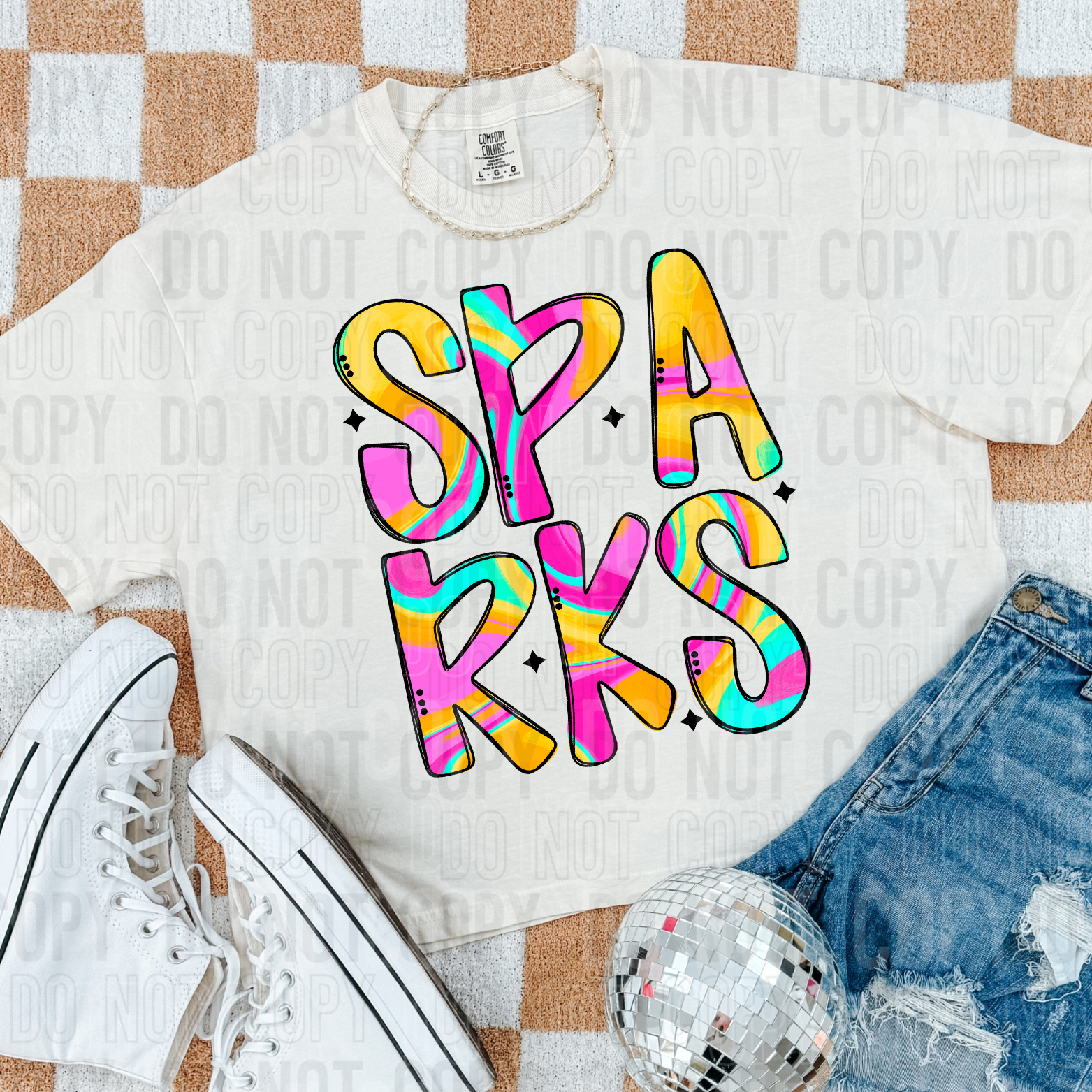Sparks Colorful Mascot DTF Transfer
