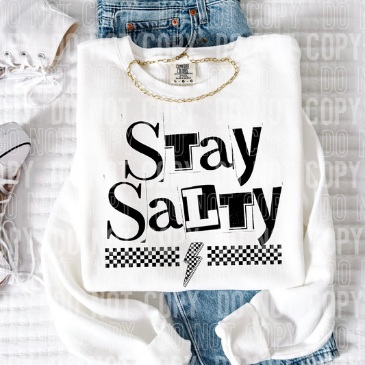 Stay Salty Checkered Bolt Word DTF Transfer