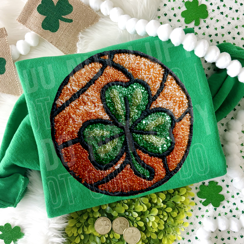 Clover Basketball Embroidery Faux DTF Transfer