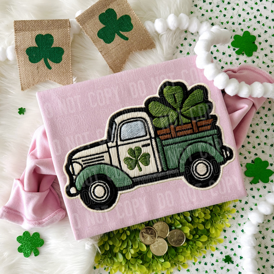 St. Patrick's Day Truck Yarn Faux DTF Transfer