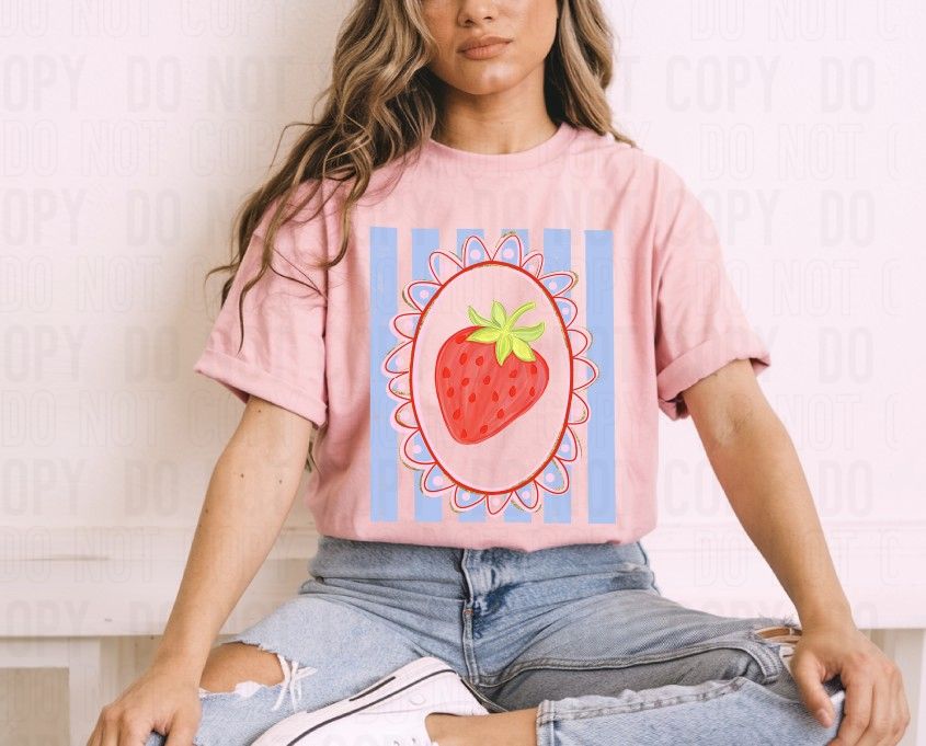 Strawberry Frame Stripes Comfort Color Tee