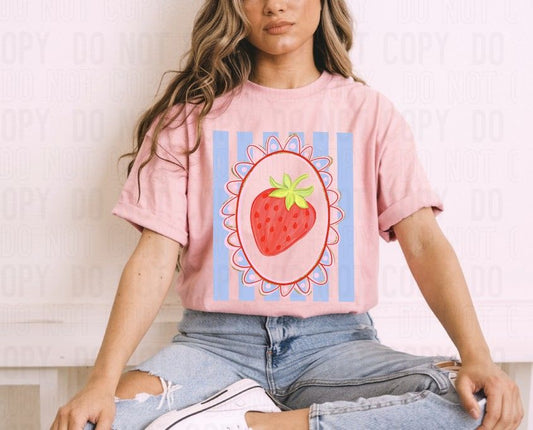 Strawberry Frame Stripes Comfort Color Tee