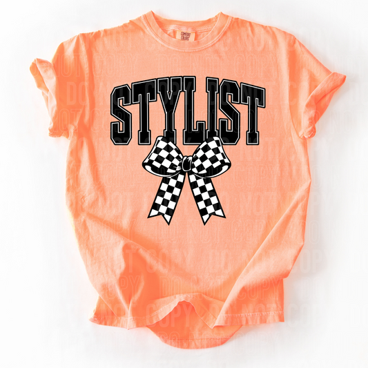 Stylist Checkered Bow DTF Transfer