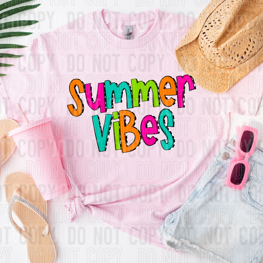 Summer Vibes Bright Handwritten DTF Transfer