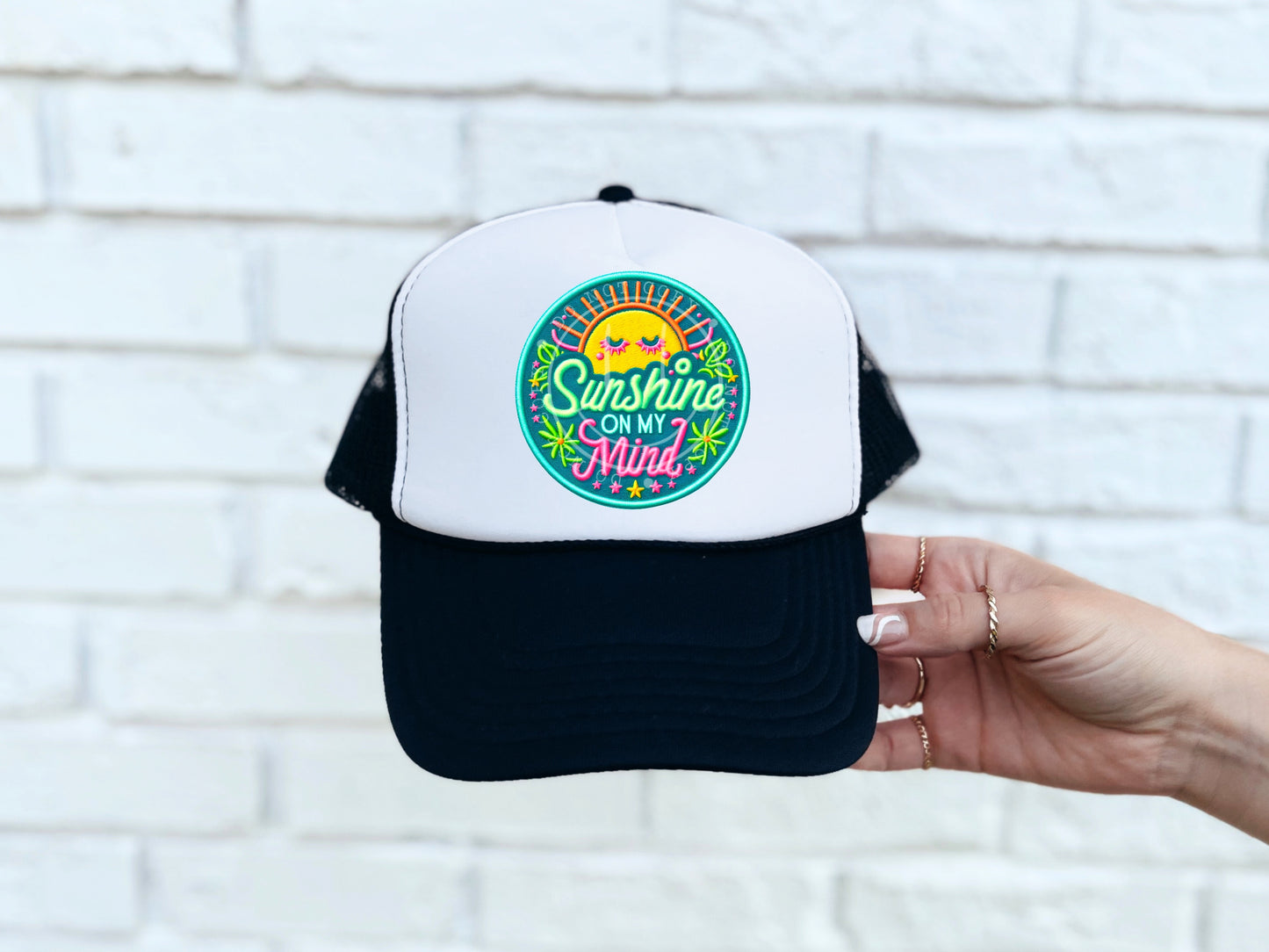 Sunshine On My Mind Neon Hat Patch DTF Transfer