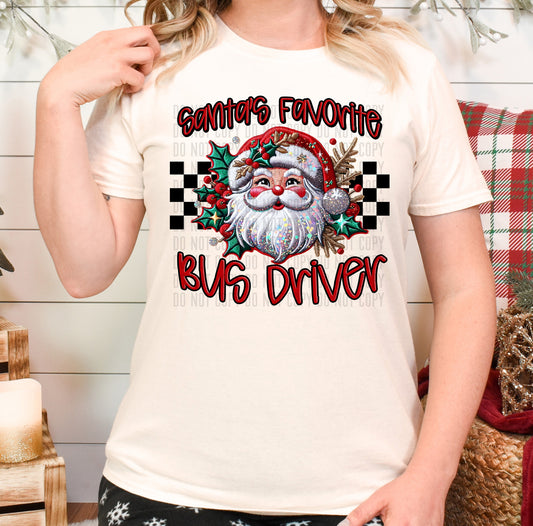 Santa's Favorite Bus Driver DTF Transfer