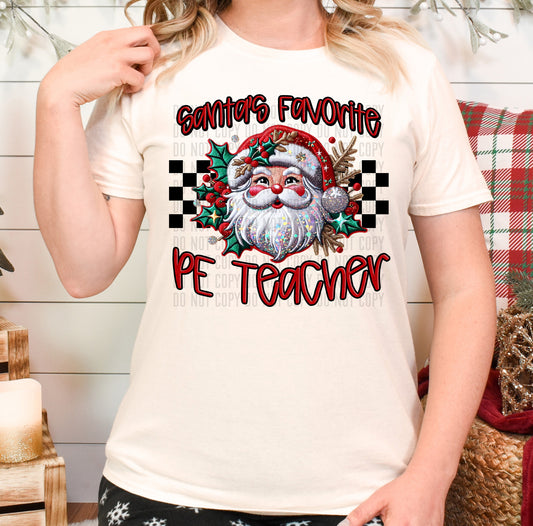 Santa's Favorite PE Teacher DTF Transfer