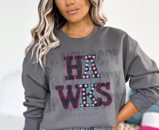 Hawks Bright Light Mascot DTF Transfer