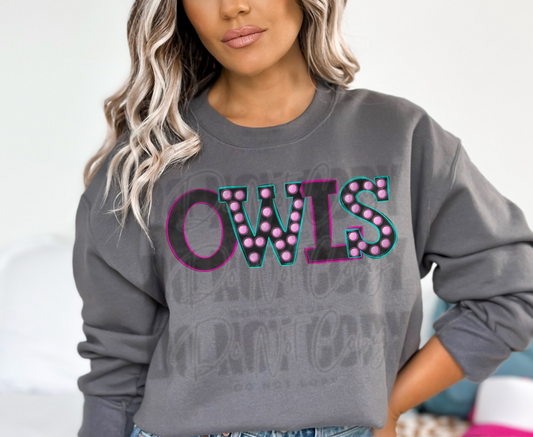 Owls Bright Light Mascot DTF Transfer