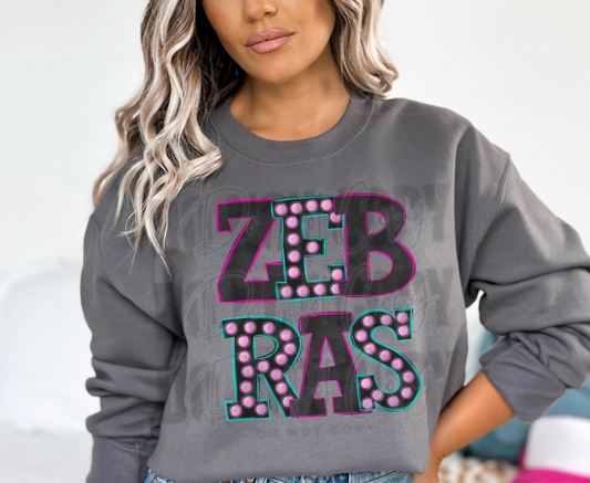 Zebras Bright Light Mascot DTF Transfer