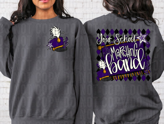 Argyle Marching Band School Name + Pocket Custom Team Name DTF Transfer