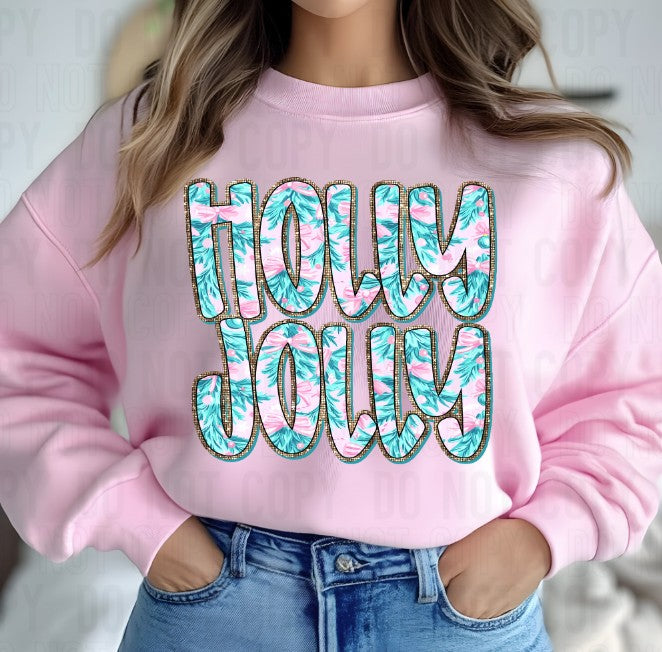 Holly Jolly Pastel Pink DTF Transfer