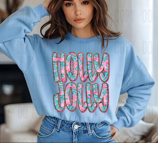 Holly Jolly Neon Pink DTF Transfer