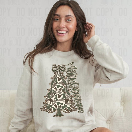 Merry Christmas Tree Camo DTF Transfer