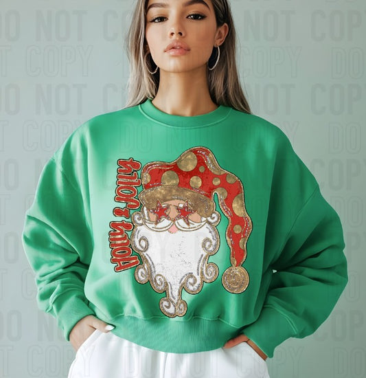 Holly & Jolly Santa Red W/ Stars DTF Transfer