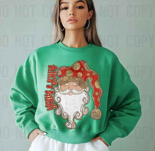 Holly & Jolly Santa Red DTF Transfer