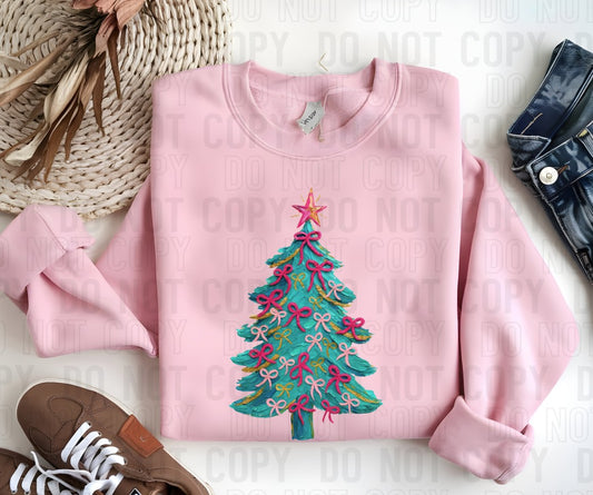 Realistic Painted Coquette Christmas Tree DTF Transfer