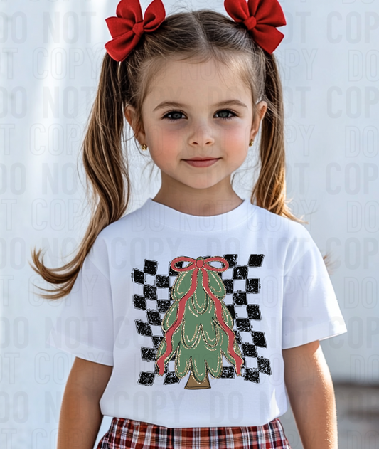 Vintage Checker Christmas Tree DTF Transfer