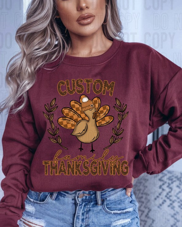 Turkey Family Thanksgiving Custom Name DTF Transfer