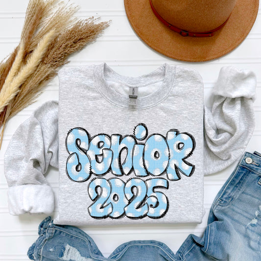 Senior 2025 Doodle Light Blue DTF Transfer