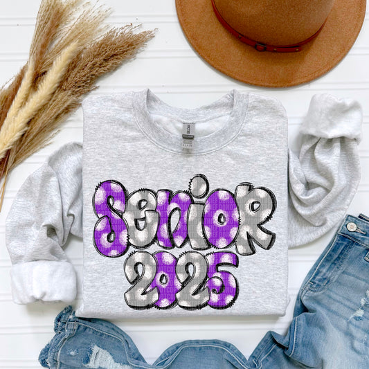 Senior 2025 Doodle Purple Grey DTF Transfer