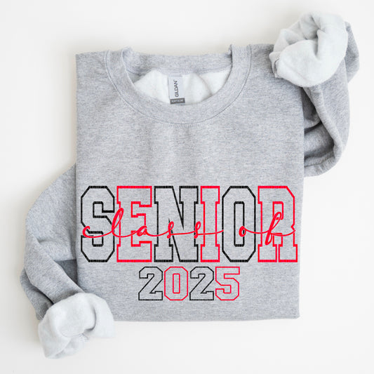 Senior 2025 Black Red DTF Transfer