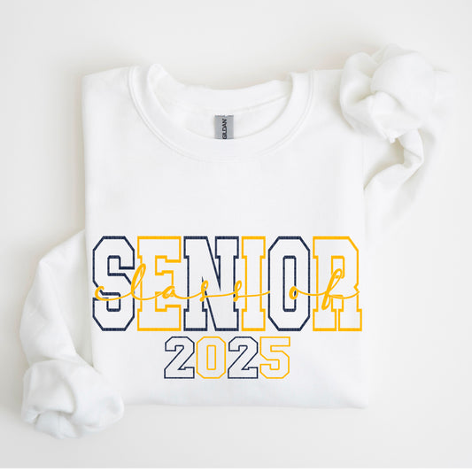 Senior 2025 Navy Yellow Gold DTF Transfer