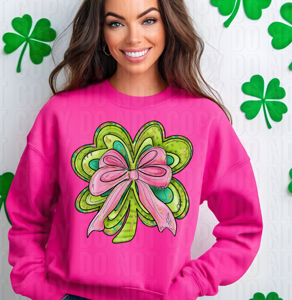 Shamrock W/ Pink Bow No Words DTF Transfer