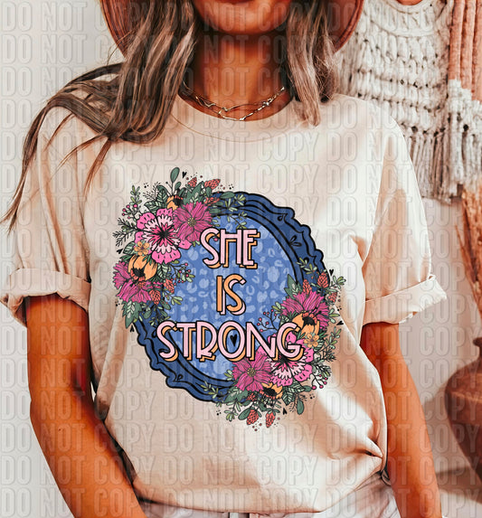 She Is Strong Purple Leopard Circle DTF Transfer