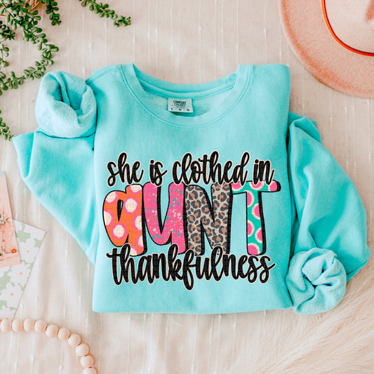 She Is Clothed In Thankfulness Aunt DTF Transfer