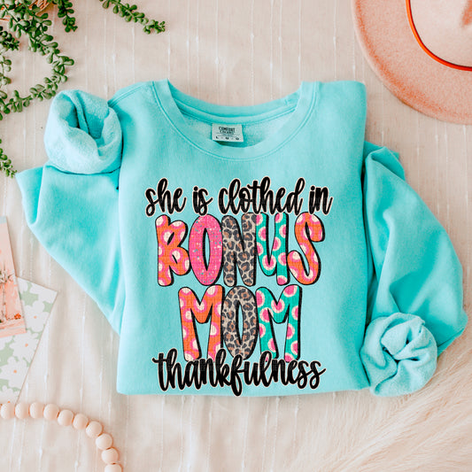 She Is Clothed In Thankfulness Bonus Mom DTF Transfer