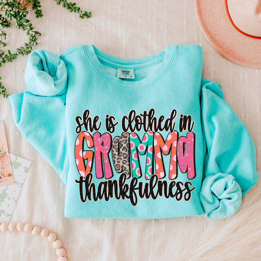 She Is Clothed In Thankfulness Gramma DTF Transfer