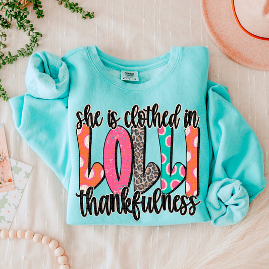 She Is Clothed In Thankfulness Lolli DTF Transfer