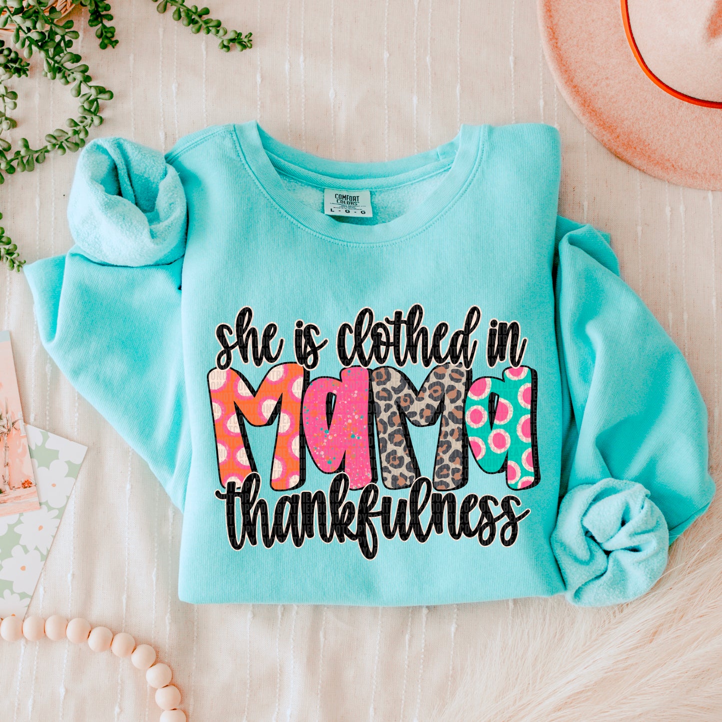 She Is Clothed In Thankfulness Mama DTF Transfer