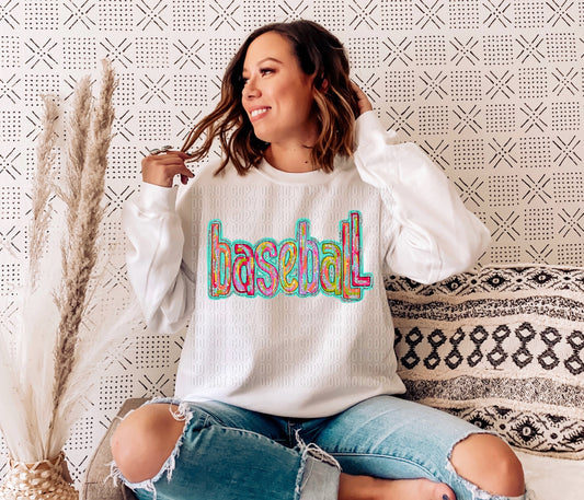 Silver Glitz Baseball DTF Transfer