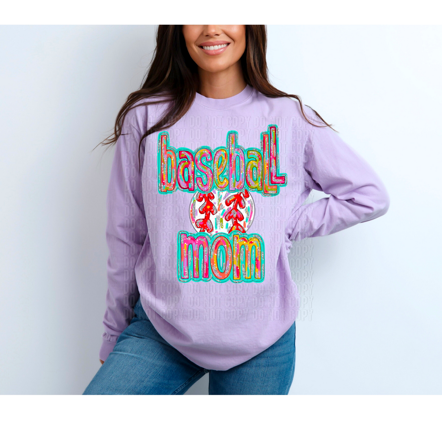 Silver Glitz Baseball Mom DTF Transfer