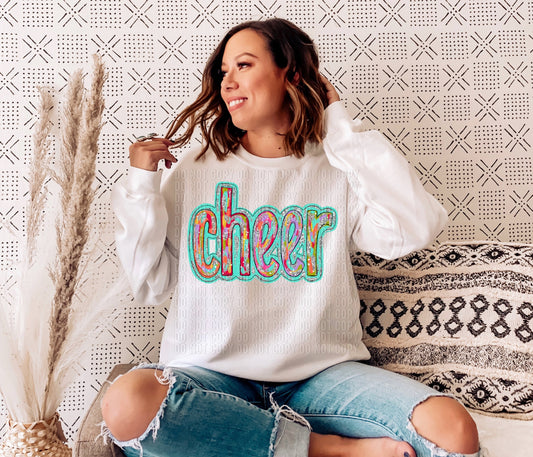 Silver Glitz Cheer DTF Transfer