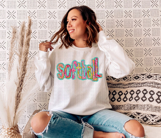 Silver Glitz Softball DTF Transfer