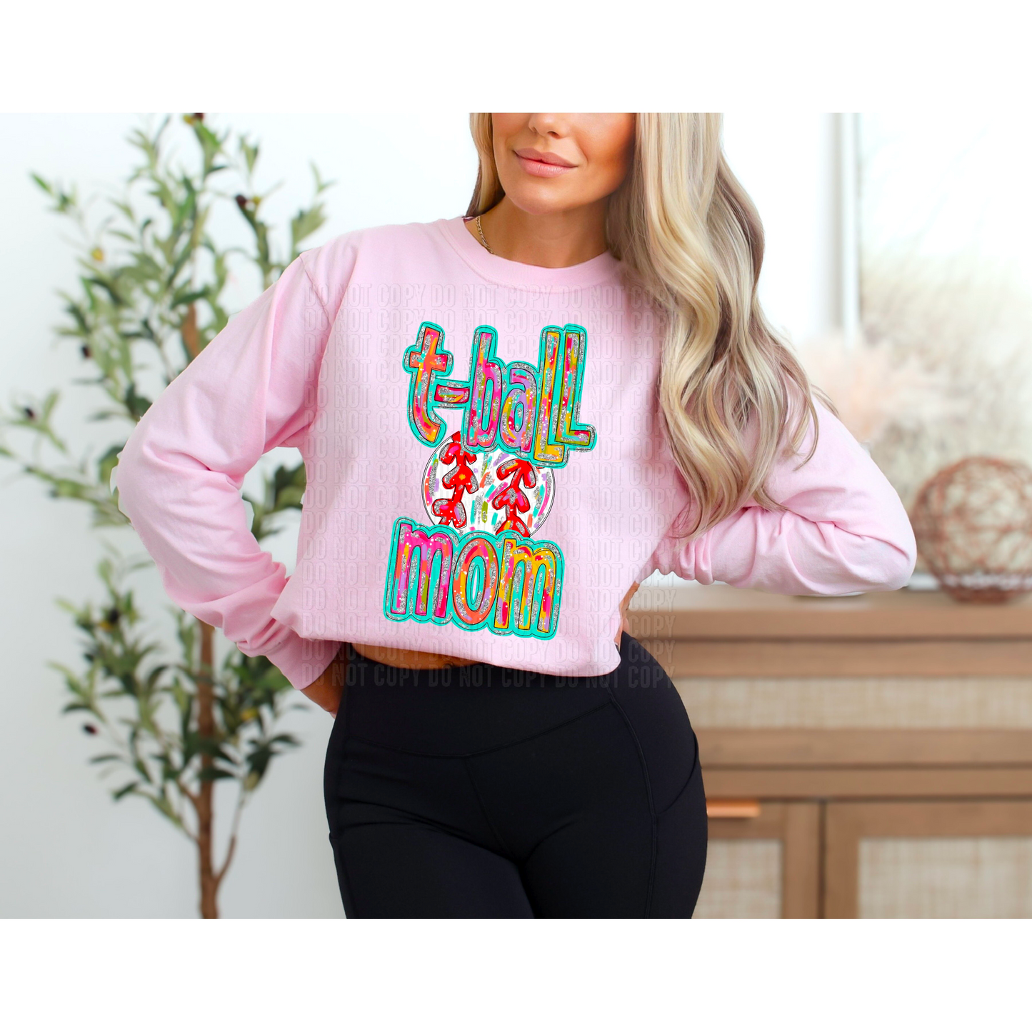 Silver Glitz T-Ball Mom DTF Transfer