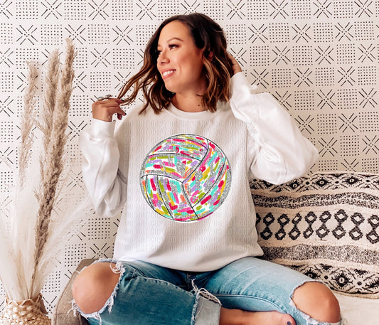 Silver Glitz Volleyball Ball Only DTF Transfer