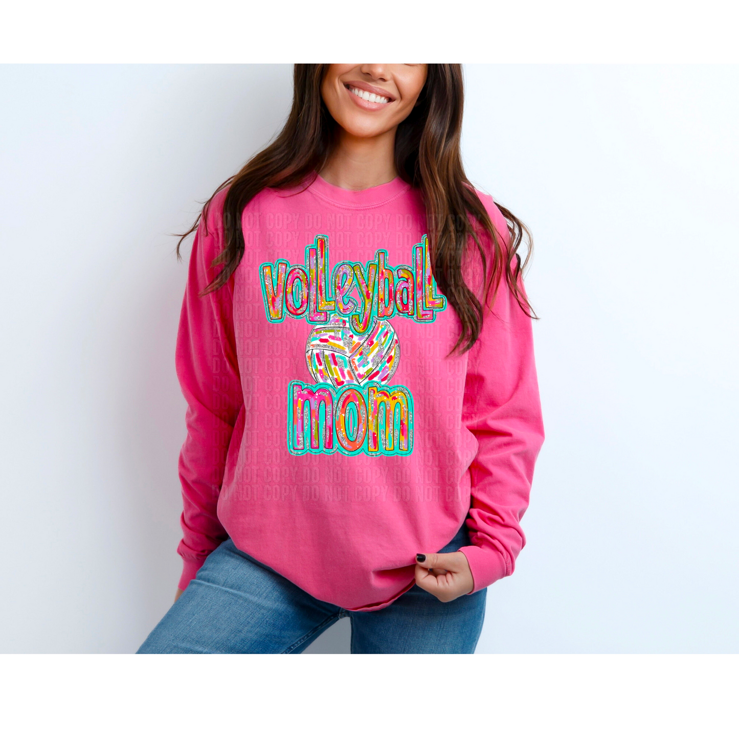 Silver Glitz Volleyball Mom DTF Transfer