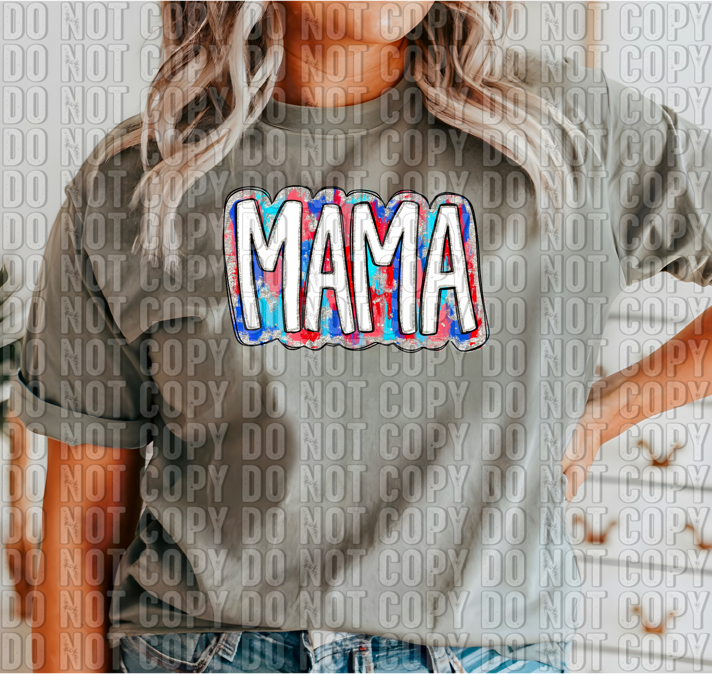 Mama Silver Glitz DTF Transfer