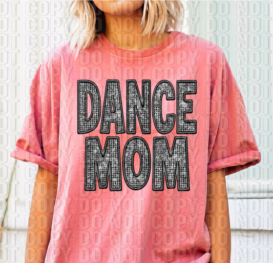 Dance Mom Silver Sequined DTF Transfer